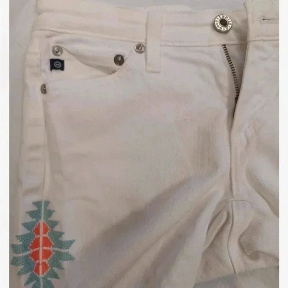 💥HOST PICK Adriano Goldschmied White Embroidered Stilt Cigarette Jeans Size 25R - Picture 10 of 13